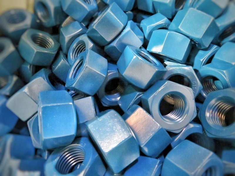 Bolts with blue fluoroKote protective coating